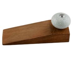 2 Pieces Cream Green Crackle Handmade Wooden Door Stopper